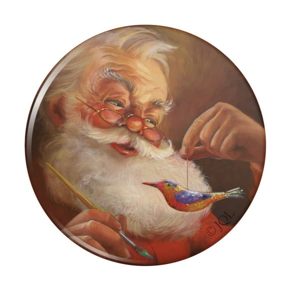 Christmas Holiday Santa Painting Tree Ornament Kitchen Refrigerator Locker Button Magnet