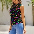 thumbnail image 4 of Colorful Love Heart Blouses Women Bow Tops Elegant Sleeveless Office Work Shirt Casual Holiday Women's Tops, 4 of 6