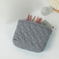 thumbnail image 1 of Handmade Knitted Cosmetic Bag with Striped Color-Block Pattern, Portable Zippered Makeup Pouch for Travel and Daily Use, 1 of 6