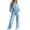 Sky Blue, variant on Sweatsuits Women 2 Piece Outfit 2026 Solid Drawstring Wide Leg Sweatpants Crew Neck Long Sleeve Cropped Tracksuit