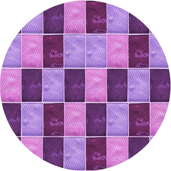 Ahgly Company Machine Washable Indoor Round Transitional Dark Magenta Purple Area Rugs, 5' Round