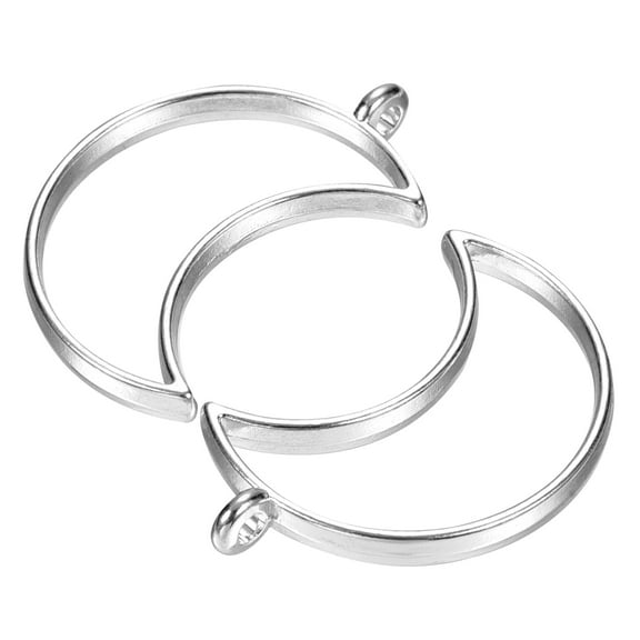 Uxcell Moon Shape Hollow Resin Pendants Frames for DIY Crafts Silver Tone 10 Pack