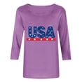 thumbnail image 4 of Women's Summer Tops Independence Day Printed Round-neck Three-quarter Sleeve T-shirt Tops 2026, 4 of 5