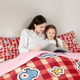thumbnail image 4 of Manfei Kawaii Cherry Print Full Size Comforter Sets,Cartoon Animals Bedding Comforter Set,Red,Pink Reversible,3 Pieces,1 Comforter and 2 Pillowcases, 4 of 7
