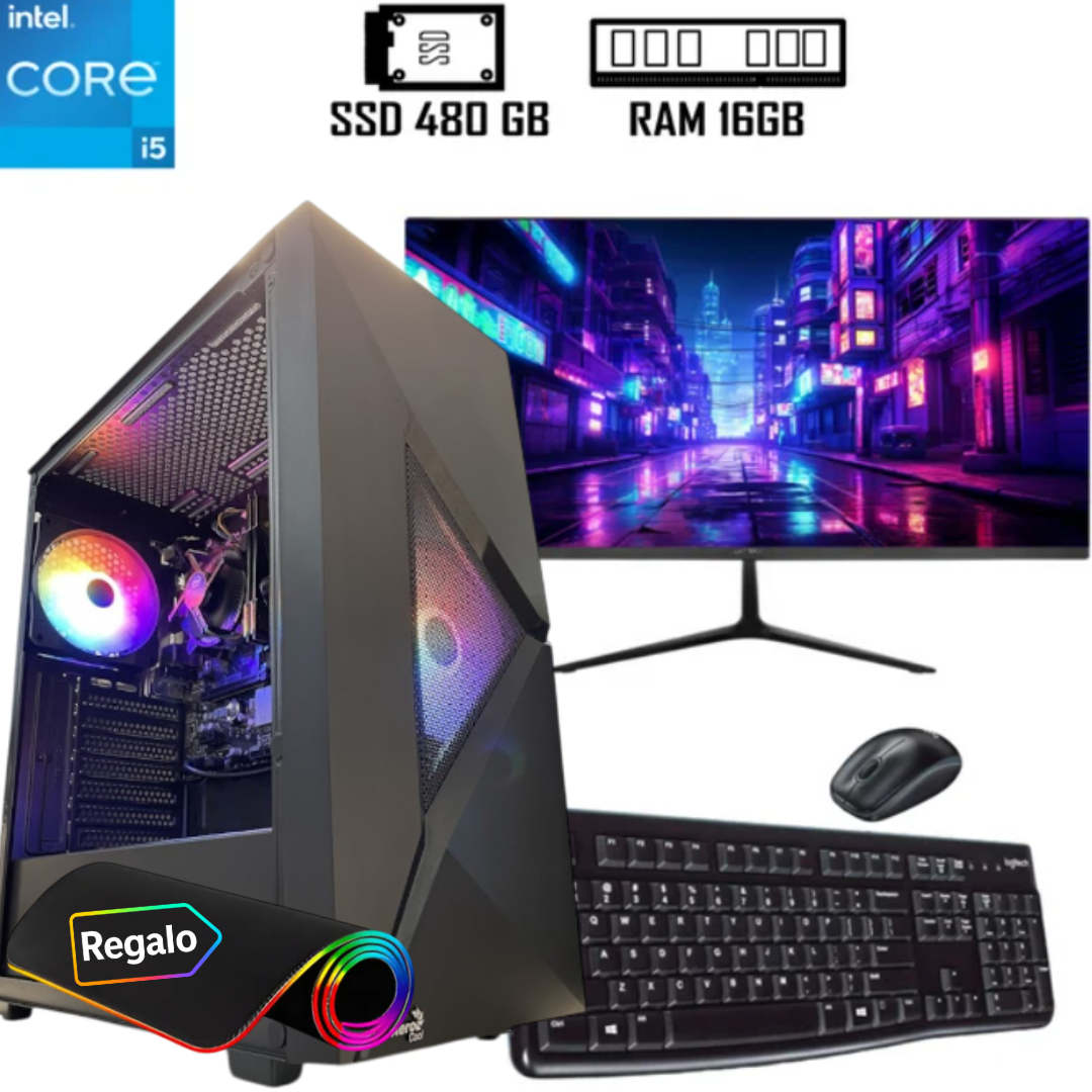 PC gamer i5 12400 Super Tienda RAM 16GB SSD 240GB 500W 80+ monitor 19.5 ...