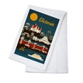 thumbnail image 1 of Decorative Tea Towel, Apron Victoria, British Columbia, Retro Skyline, Unisex, Adjustable, Organic Cotton, 1 of 3