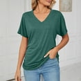 thumbnail image 2 of Baqcunre Womens Blouses Women'S Short Sleeve T Shirts Fashion V Neck Oversized Loose Tops Solid Casual Blouses Tops For Women 2023 T Shirts For Women Green XXL, 2 of 9
