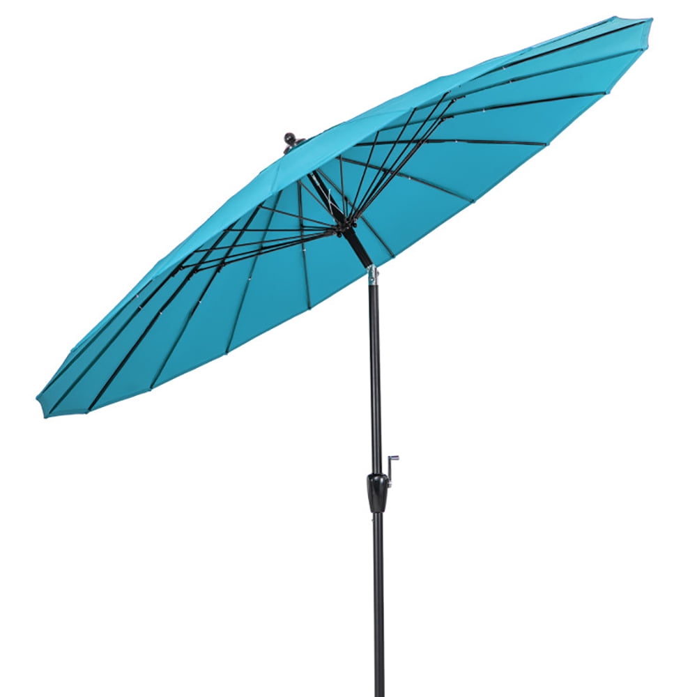 Aimee Lii 9 Feet Round Patio Umbrella with 18 Fiberglass Ribs, Sunbrella Patio Umbrellas, Turquoise Aimee Lii 9 Feet Round Patio Umbrella with 18 Fiberglass Ribs, Sunbrella Patio Umbrellas, Turquoise