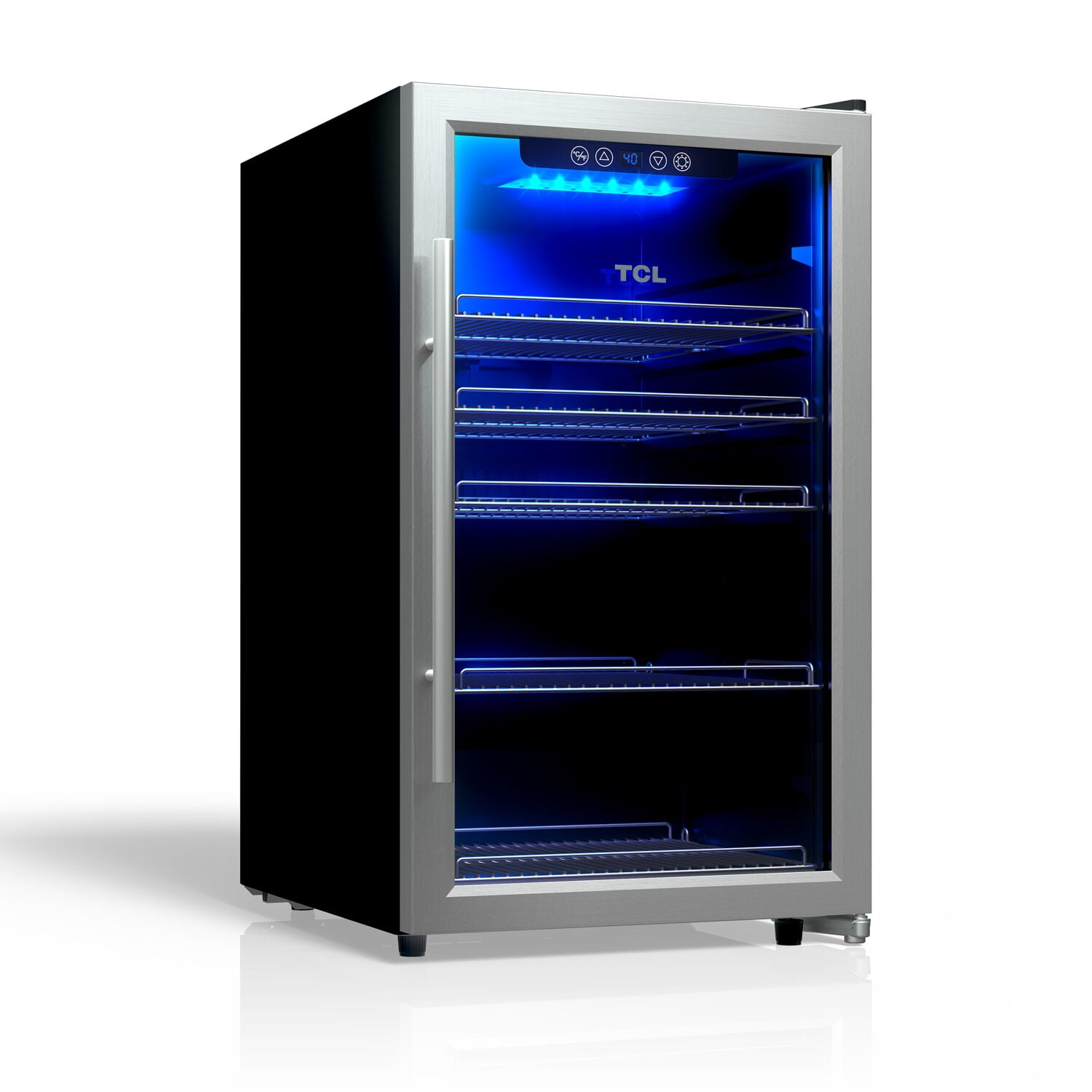 TCL Stainless Steel Single Door 132 Can Beverage Cooler for Kitchen, Bedroom & Office, 4.24 Cu. Ft.