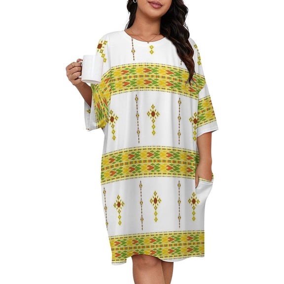 Ethiopian Habesha Tibeb Telet Sleepshirts For Sleeping Travels Loose Sleepdress Pajama Dress Soft Nightdress Sleepwear