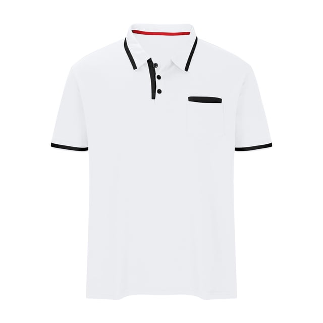 Playera Elvqul de Hombre Manga Corta sin Estampado Blanco con Solapa Economicas