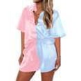thumbnail image 3 of Ekouaer Pajamas Shorts for Women Silk Sleepwear Short Sleeve Pjs Shorts Set Soft Nightwear 2 Piece Lounge Set, 3 of 6