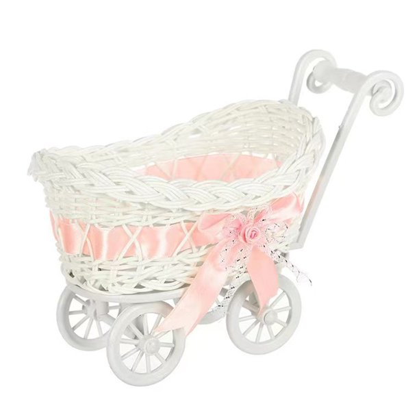 Cateissary Cesta de flores con forma de triciclo, ideal para decorar bodas, guardar dulces y decorar cumpleaños en casa y al aire libre. Kits de decoración para fiestas rosa
