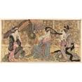 thumbnail image 2 of Chokosai Eisho 24x15 Gold Ornate Framed and Double Matted Museum Art Print Titled - A Parody of Courtesans on Display at the Ogiya (Ogiya Mise Yatsushi) (C. 1795), 2 of 4