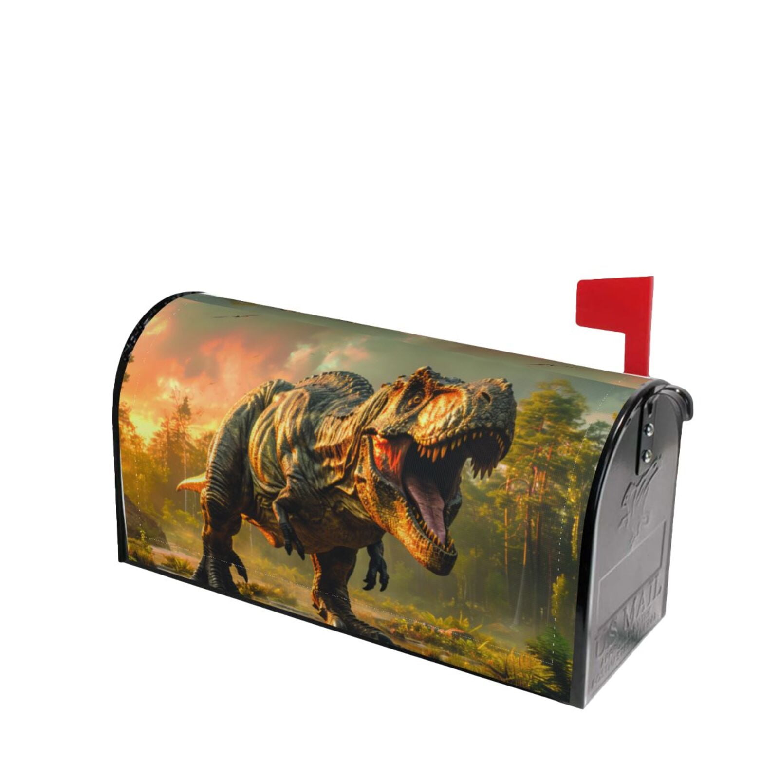 Picia Realistic Style Forest Dinosaur Magnetic Mailbox Cover Standard Size-21x18 in