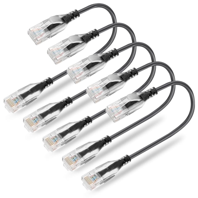 Cable Ethernet Qiuean Cat6a de 0,6 m (paquete de 10) negro 10G RJ45 PVC