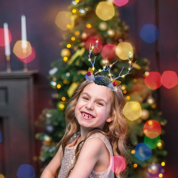 Christmas Headbands,Christmas Costume Headwears,Christmas Head Topper,Glowing Bands Christmas Headdress Antler Hair Clips Hair Bands Mori Fairys Headband Hair Accessories Female Event Decoration