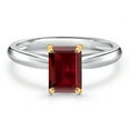 thumbnail image 3 of Gem Stone King 10K Two Tone Gold Red Garnet Engagement Ring for Women | 1.80 Cttw | Emerald Cut 7X5MM | Gemstone January Birthstone | Size 5, 3 of 6