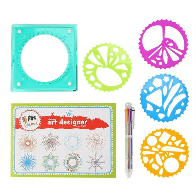 Plantilla de regla geométrica de plástico para niños, herramienta de dibujo en espiral, juguete artístico, material de papelería para niños