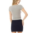 thumbnail image 5 of MixMatchy Women's Solid Ribbed Notched Neckline Stretch T-Shirt Top, 5 of 5