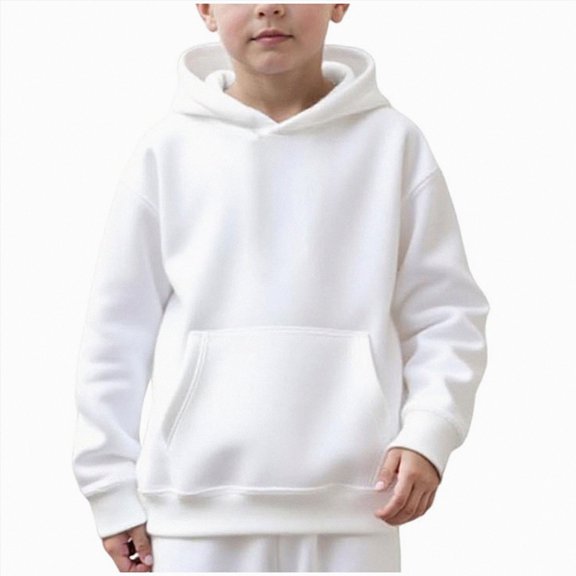 Splozh Fall Baby Clothes Boys Sweatshirt Solid Color Comfortable Fashionable Hooded Sweatshirt Toddler Clothing,White,3-4 Years