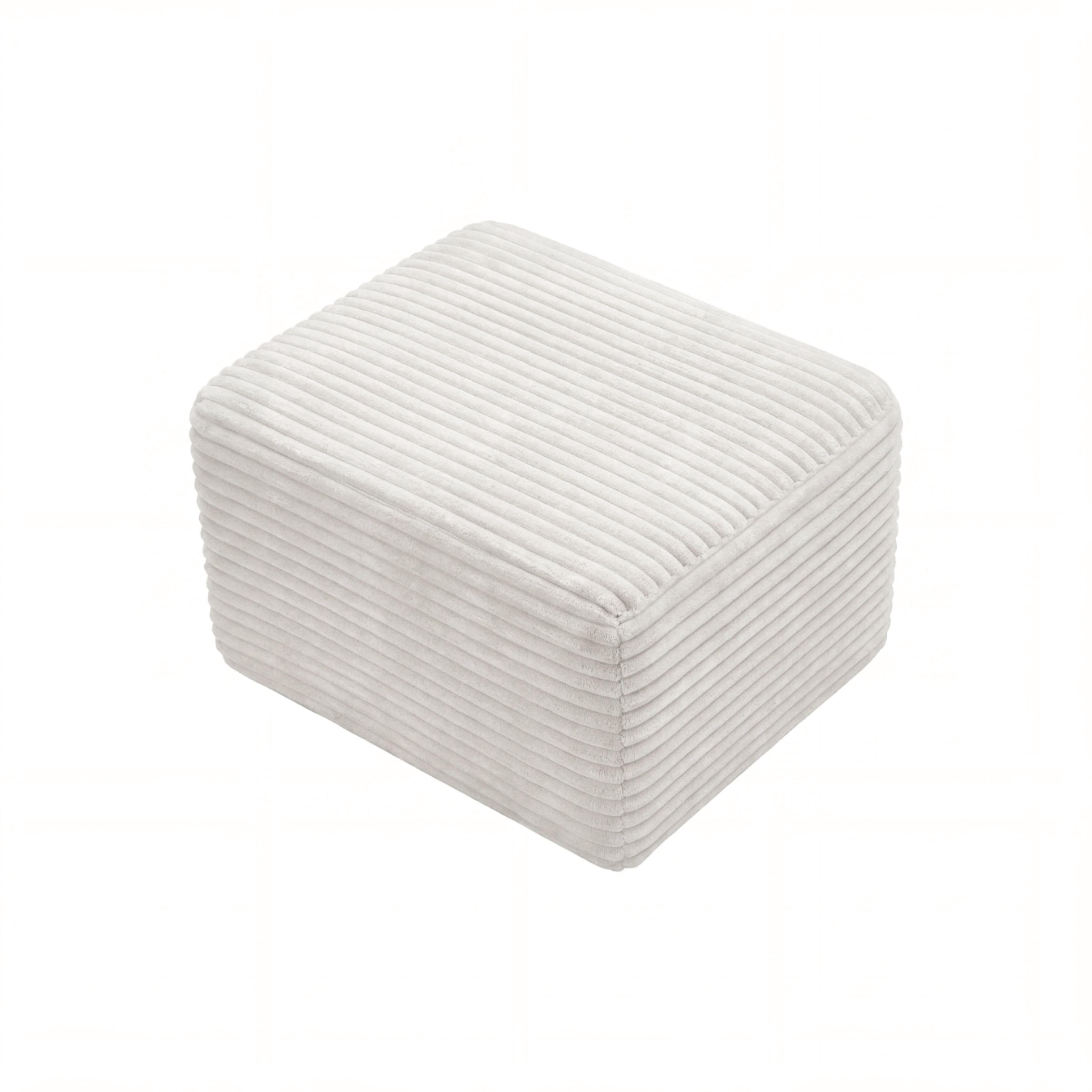 Plush Boneless Ottoman,Upholstered Cloud Couches Footrest Ottoman for Boneless Couch for Living Room, White