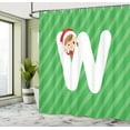 thumbnail image 5 of Ambesonne Christmas Alphabet Shower Curtain, Letter W Theme, 69"Wx70"L, Green Dark Coral White, 5 of 5