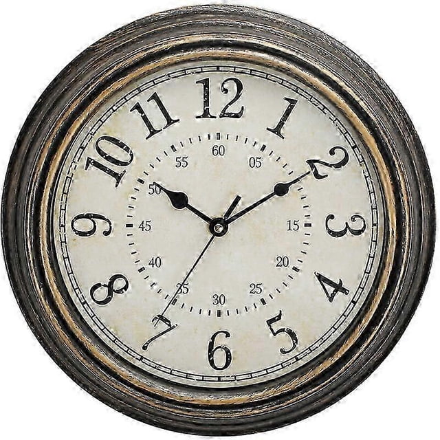 Vintage Quartz Wall Clock 30cm Silent Non Ticking Large Numbers & HD Glass, Vintage Copper