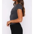 thumbnail image 4 of LAICAIW T-Shirt Court à Manches Courtes pour Femmes, Basique, Ajustement Solide, Col Rond, Sortie, Yoga Décontracté, 4 of 7