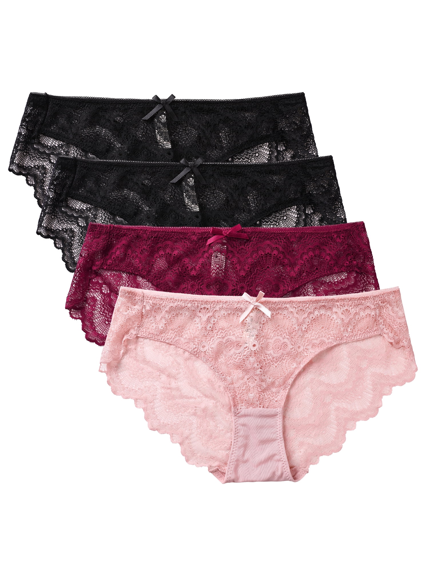 Attraco Women's Underwear Lace Bowtie Panties Seamless Hollow Out