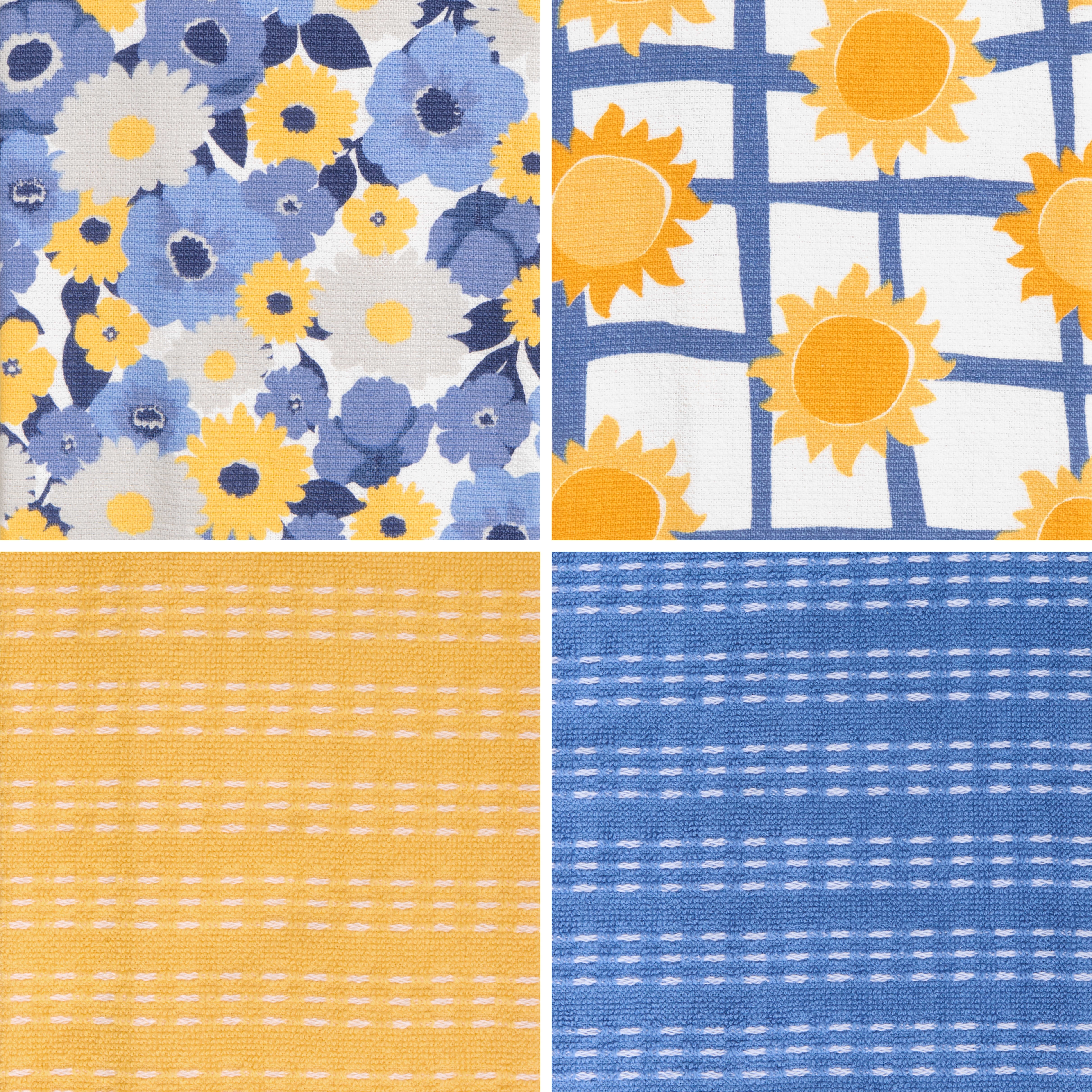 RITZ 100% Cotton Summer Kitchen Towels, Set of 4, Field Le Soleil Dish Towels Set