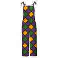 thumbnail image 4 of DDAPJ pyju Mardi Gras Jumpsuits for Women Color Block Print Long Playsuit Carnival Party Jumpsuit Celebration Parade Bib Overalls Sleeveless Wide Leg Rompers with Pockets Purple M, 4 of 5