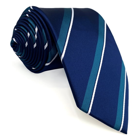 Striped Mens Necktie Ties for Men Blue Formal Business for Suit Jacket Medium 57.5"