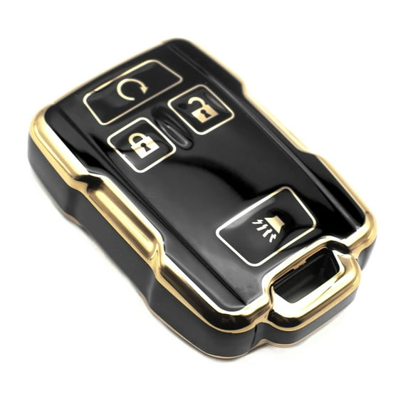 FEYOUN Key Fob Cover Compatible with Chevy Chevrolet Colorado Silverado Suburban Tahoe GMC Canyon Sierra 1500 2500 3500 HD TPU Remote Keyless Key Fob Case Protection Shell Accessories, Black