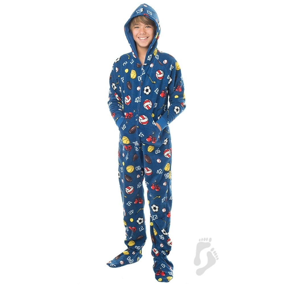 Footed Pajamas Footed Pajamas Super Sports Kids Hoodie Onesie