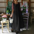 thumbnail image 5 of ClodeEU Women's Sleeveless Round Neck Linen Blend Maxi Dress with Pockets, Casual Loose A-Line Long Dress Black,Women's Plus L, 5 of 7