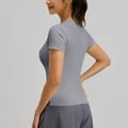 thumbnail image 5 of FRSASU Women's Workout Tops Short Sleeve Raglan Athletic Compression Yoga Gym Crewneck Quick Dry T-shirts Gray-A, 5 of 5
