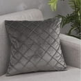 thumbnail image 3 of [IN2X177-13 Gray] Square Velvet Solid Plain Pillow (With/Without Inserts), 3 of 10