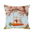 thumbnail image 2 of Valentines Pillow Covers Valentine's Day Gifts 17.7x17.7Inches Bunnies Printed Plush Pillowcases Farmhouse Holiday Decor Soft White Square Cushion Case for Sofa Couch Bedroom Living Room, 2 of 6