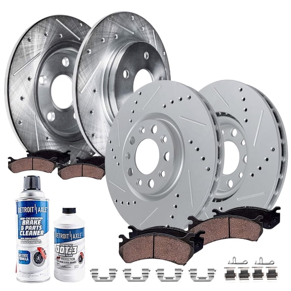 Detroit Axle - Brake Kit for Jeep Compass 2017, Drilled and Slotted Disc Brake Rotors Replacement Ceramic Brakes Pads with Hardware : 12.01" inch Front and 10.31" inch Rear Rotor