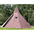 thumbnail image 2 of UNISTRENGH 4 Season Brown Waterproof Oxford Teepee Tent with Stove Jack Camp Pyramid Tent with Half Mesh, 2 of 7