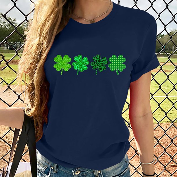 Fiudx Camisas para Mujer Blusa de Manga Corta con Cuello Redondo y Estampado a La Moda para Mujer