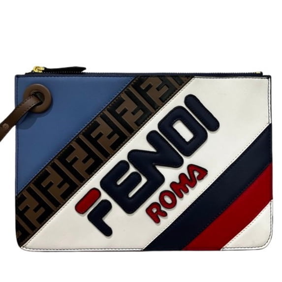 Pre-Owned FENDI FILA collaboration clutch bag and second