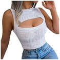 thumbnail image 2 of Njoeus Women's Front Cut Out Knit Sweater Crop Tank Top Casual Sleeveless Summer Sweaters Vest Tops, 2 of 7