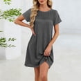 thumbnail image 2 of Hurxie Swimsuit Coverup for Women Short Sleeve Bathing Suit Cover Ups Summer T Shirt Dress Flowy Sundresses Gray,XL, 2 of 6
