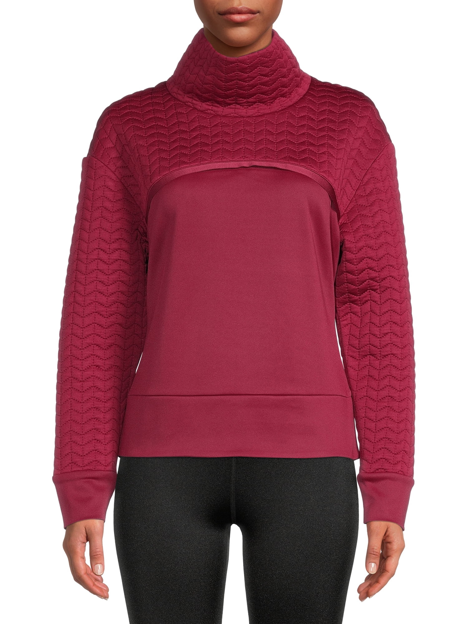 Avia Women's Long Sleeve Quilted Mock Neck Pullover