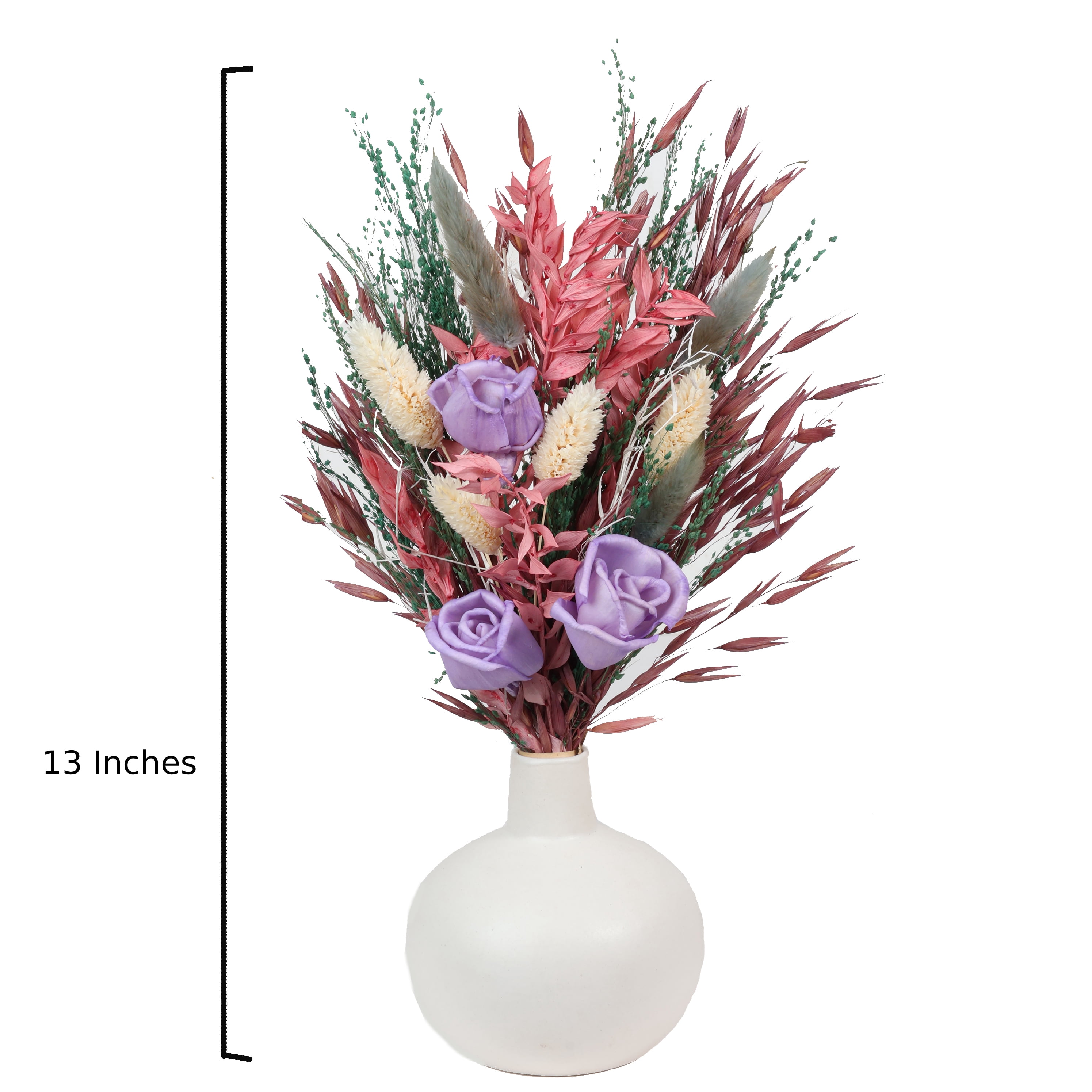13" Premade Dried Botanical Mix in Ceramic Vase by Ashland  - Spring Floral for Crafting and Home Decor