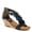 NAVY MULTI, variant on Women's HARLEQUIN Ankle Strap T-Strap Wedge Sandals - Floral Design, Cushioned Insole, Back Zipper