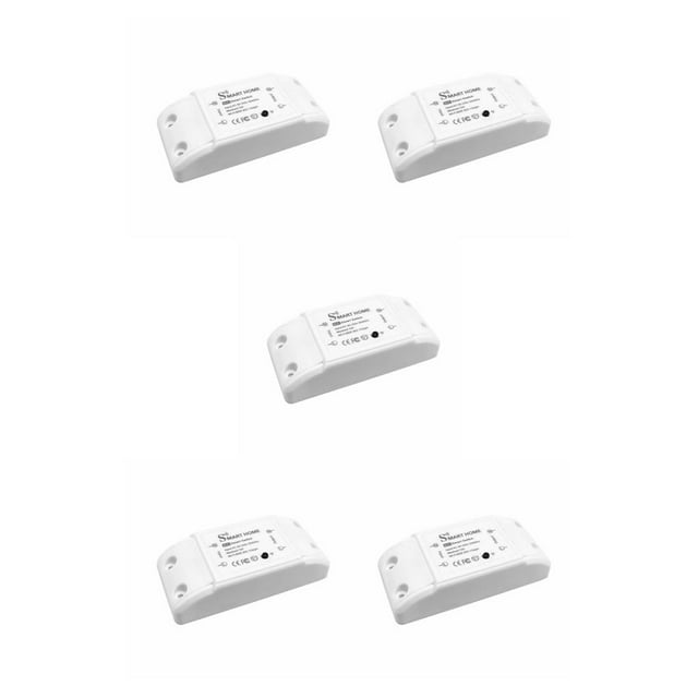jesticaly Interrupteur Intelligent WiFi 2.4Ghz Module de Contrôle à Distance en Plastique Portable Lampe de Bureau Appartement Sécurité 5Ensemble