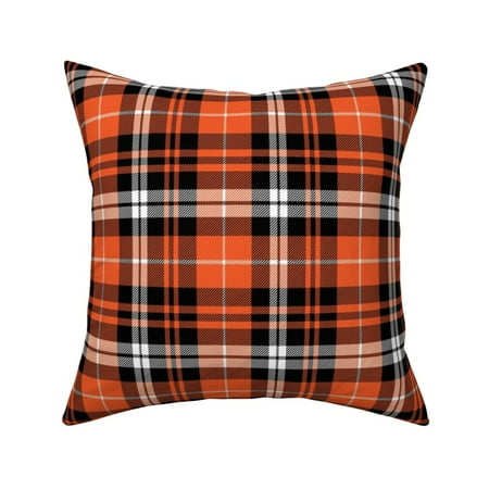 Orange Plaid Tartan Autumn Throw Pillow Cover W Optional Insert By